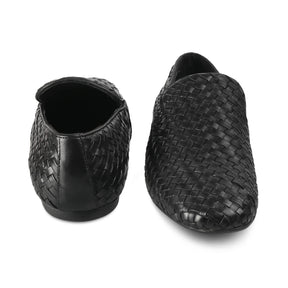 Black Handwoven Loafers For Men Online at Tresmode.com