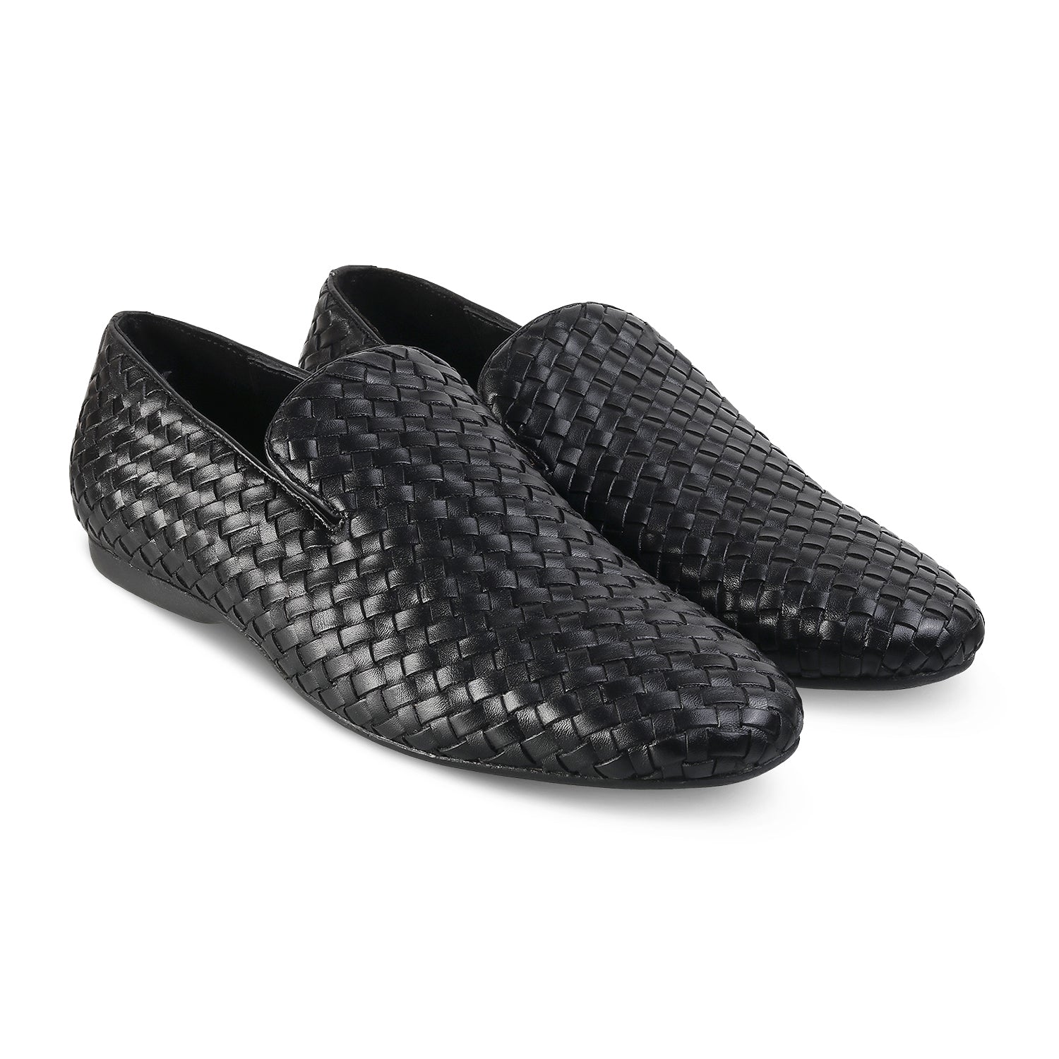 Black Handwoven Loafers For Men Online at Tresmode.com