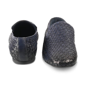 Blue Handwoven Loafers For Men Online at Tresmode.com