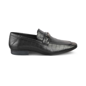 Reptile Black Mens Leather Loafers Online at Tresmode.com