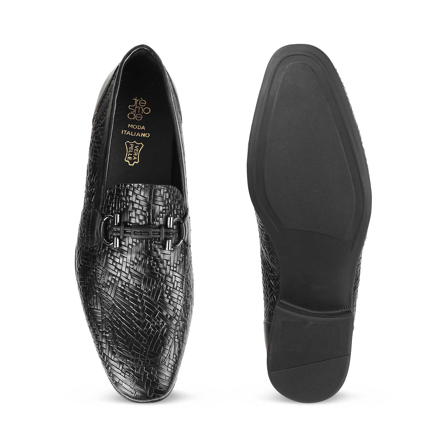 Crint Black Men's Leather Loafers Online at Tresmode.com