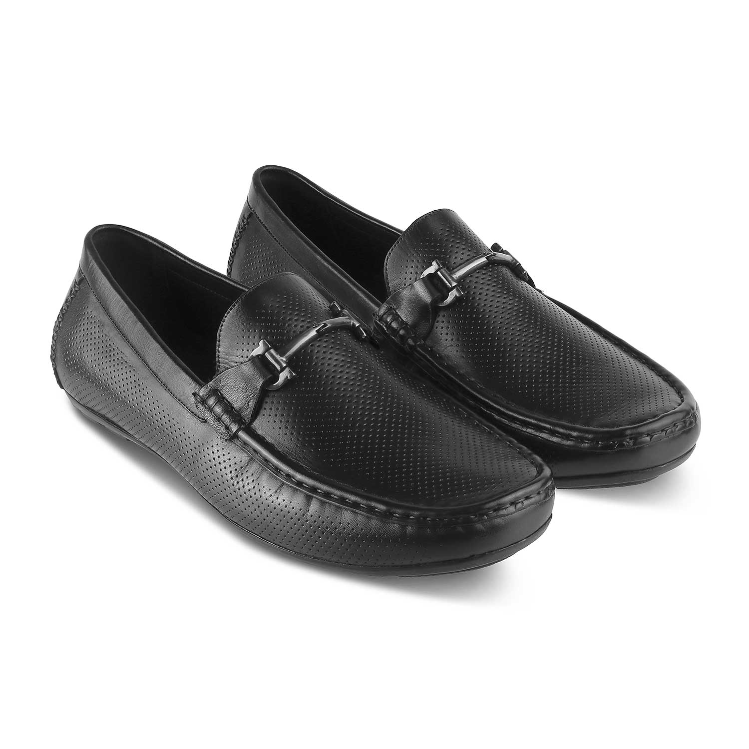 Osteel Black Men's Leather Loafers Online at Tresmode.com