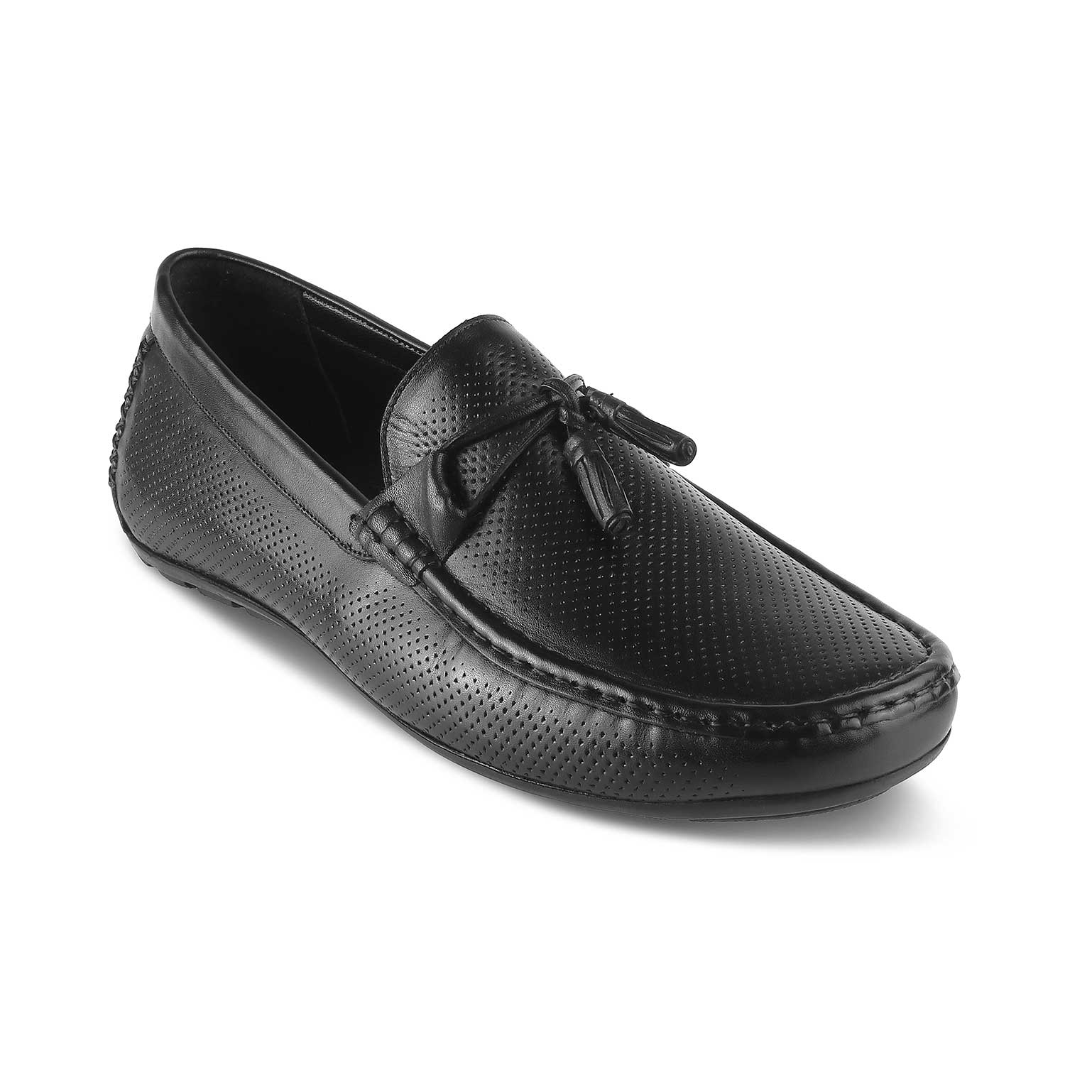 Otie Black Men's Leather Loafers Online at Tresmode.com