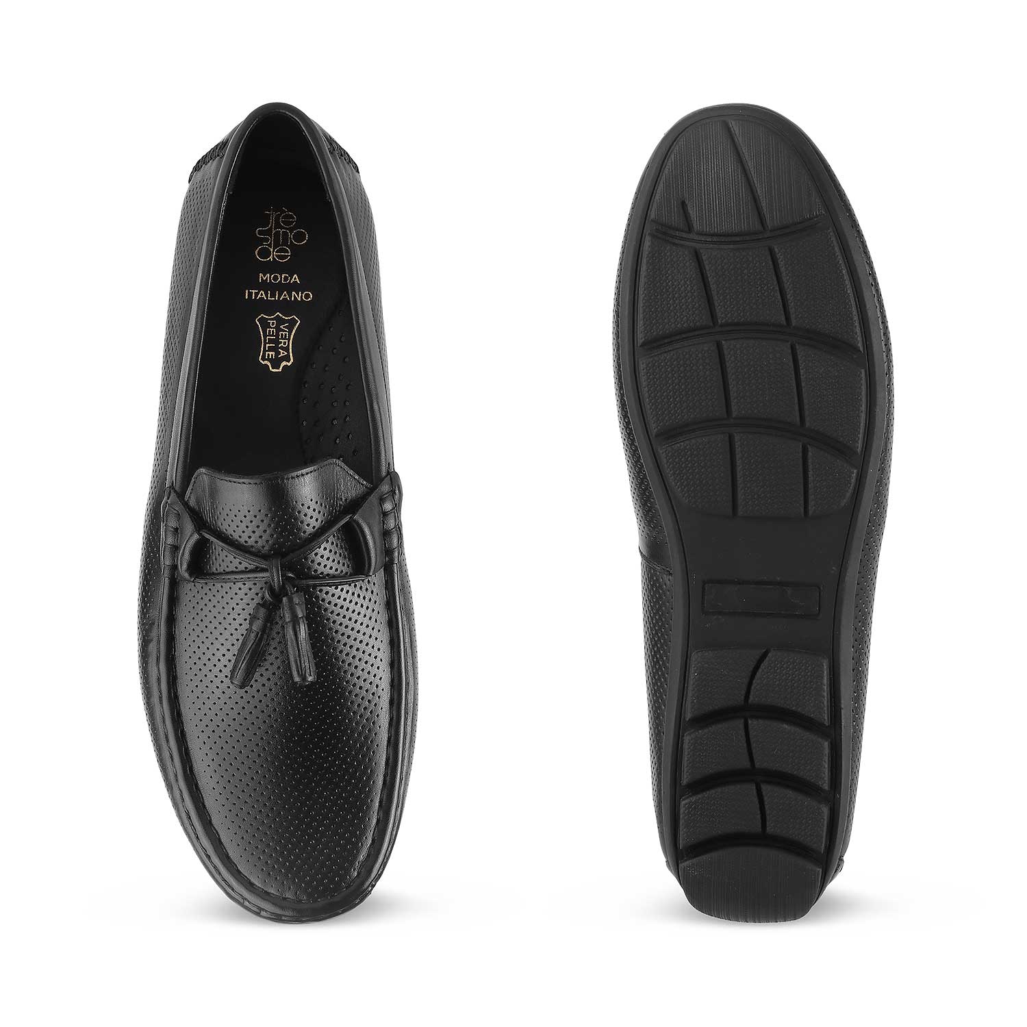 Otie Black Men's Leather Loafers Online at Tresmode.com
