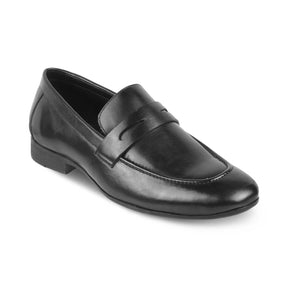 Apenny Black Men's Leather Penny Loafers