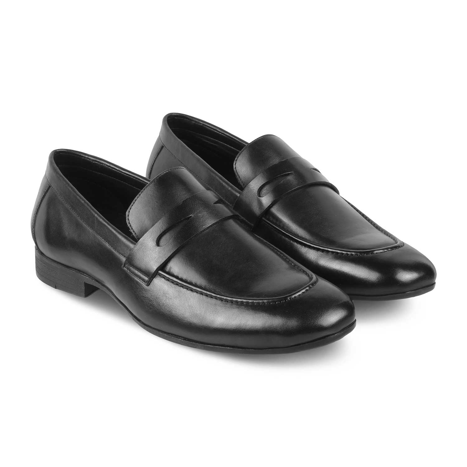 Apenny Black Men's Leather Penny Loafers Online at Tresmode.com