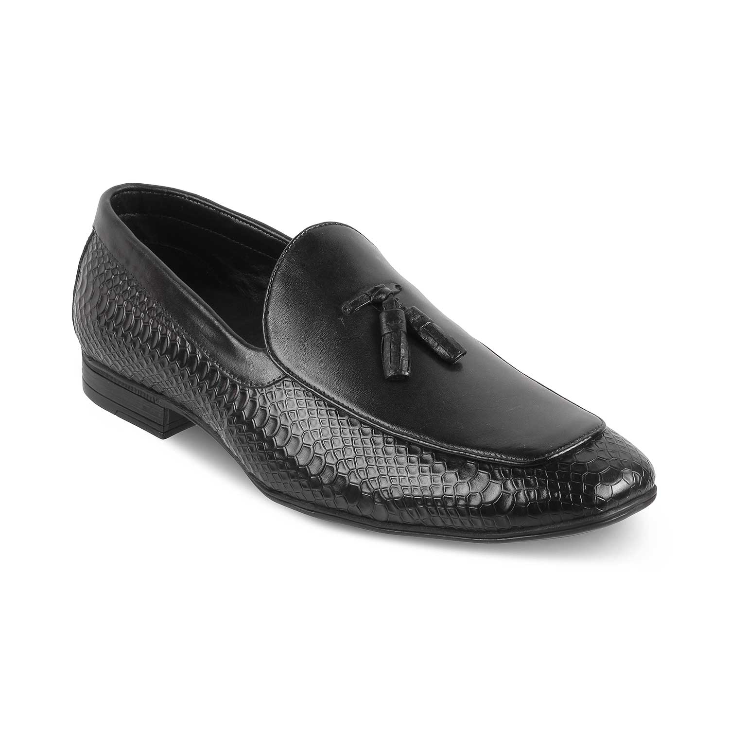 Clizard Black Men's Leather Tassel Loafers Online Tresmode.com