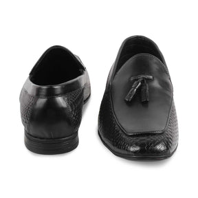 Clizard Black Men's Leather Tassel Loafers Online Tresmode.com