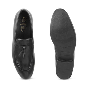 Michan Black Men's Leather Tassel Loafers Online at Tresmode.com