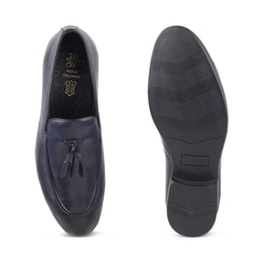 Michan Blue Men's Leather Tassel Loafers Online at Tresmode.com
