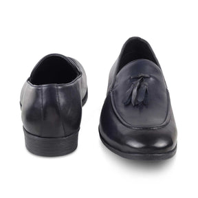 Michan Blue Men's Leather Tassel Loafers Online at Tresmode.com