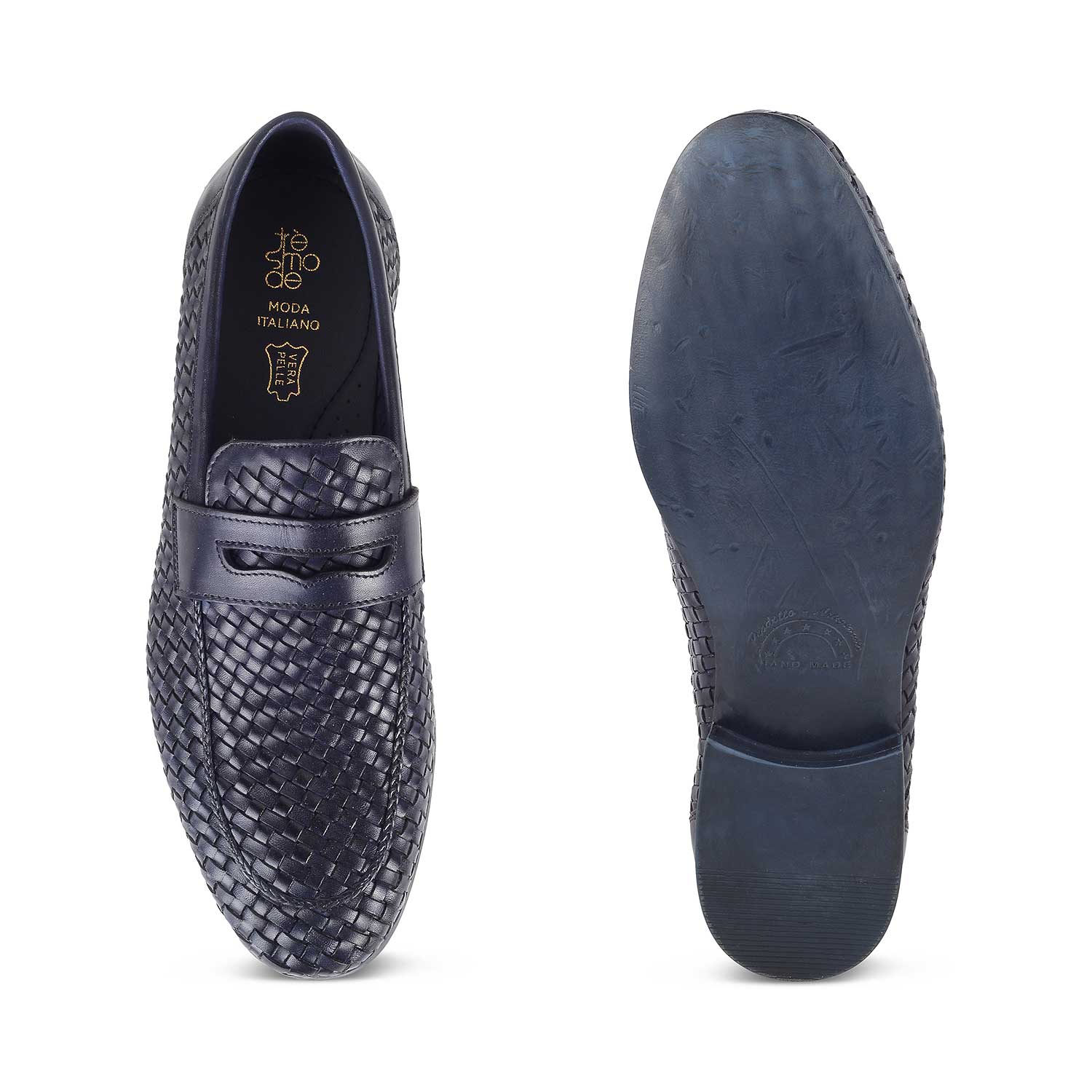 Nokiv Blue Men's Leather Loafers Online at Tresmode.com
