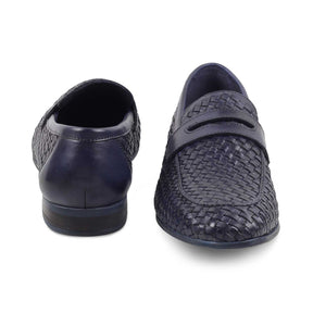 Nokiv Blue Men's Leather Loafers Online at Tresmode.com