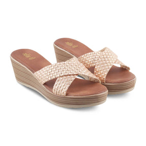 Soline Champagne Women's Dress Wedges Online at Tresmode