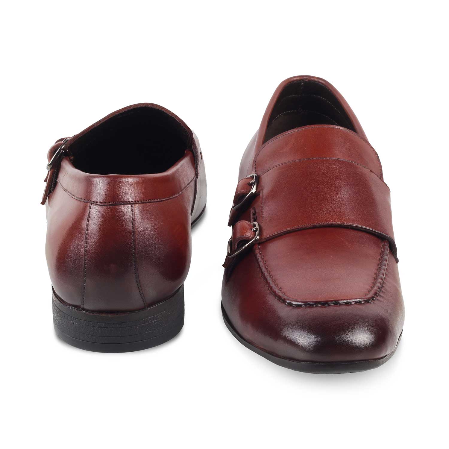 Bern Brown Men's Double Monk Shoes Online at Tresmode.com
