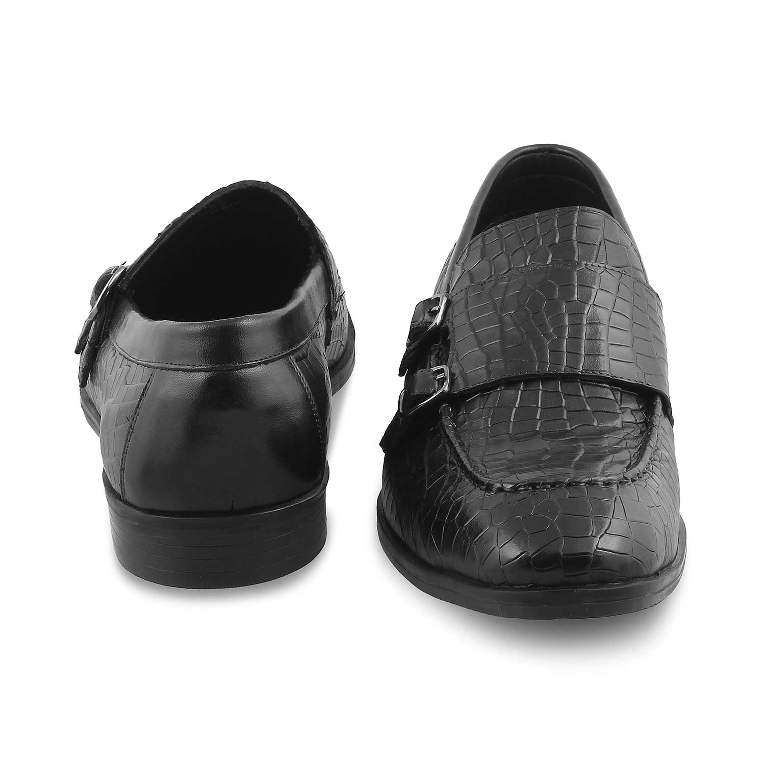 Cliz Black Men's Double Monk Shoes Online at Tresmode.com