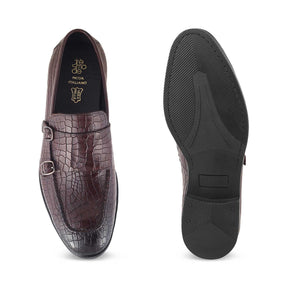 Cliz Brown Men's Double Monk Shoes Online at Tresmode.com