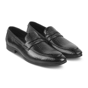 Rosnake Black Men's Leather Loafers Online at Tresmode.com