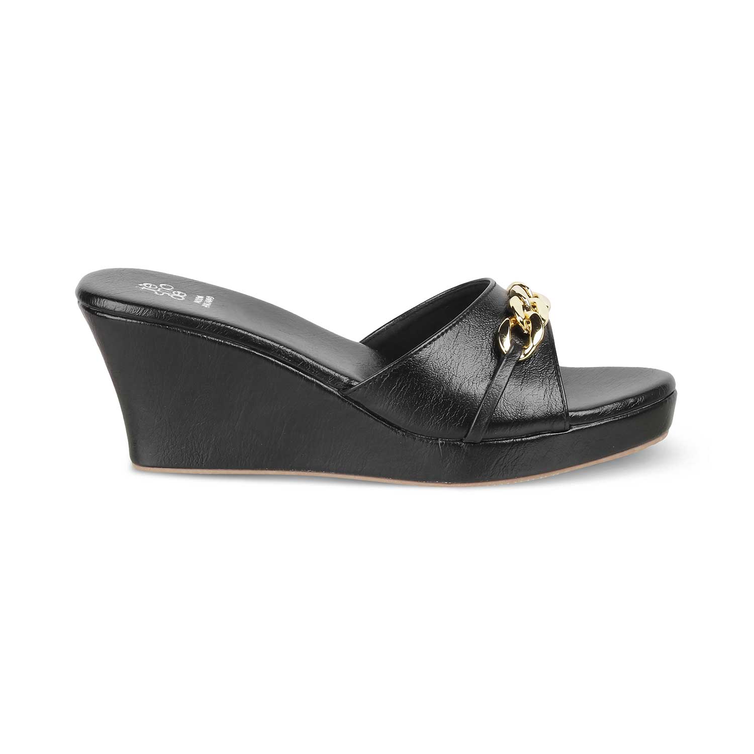 Tresmode-The Chain Black Women's Dress Wedge Sandals Tresmode-Tresmode