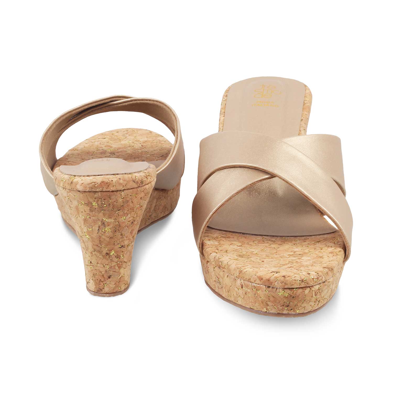 Tresmode-The Lyon Champagne Women's Dress Wedge Sandals Tresmode-Tresmode