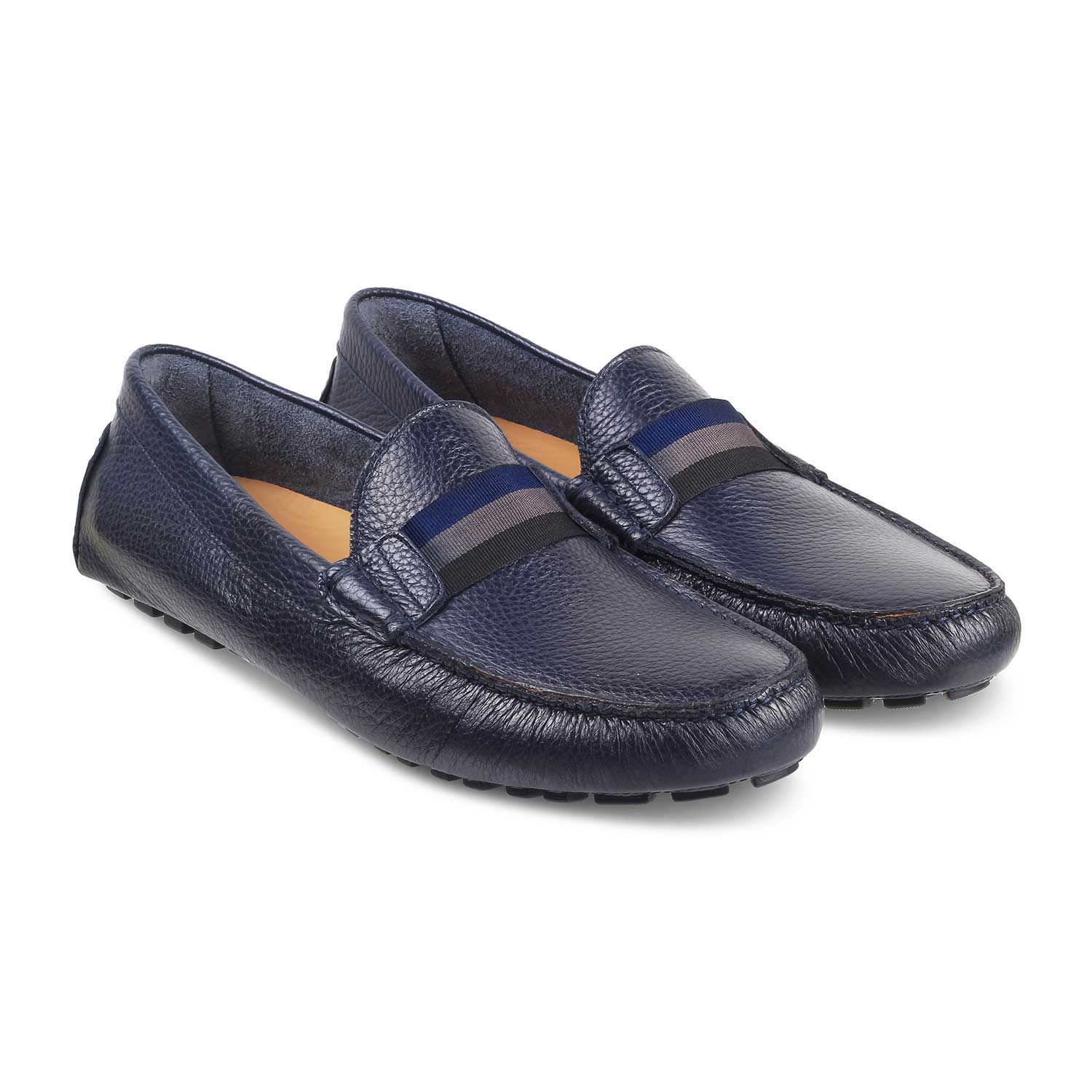 Tresmode-The Montreax Blue Men's Handcrafted Leather Driving Loafers Tresmode-Tresmode
