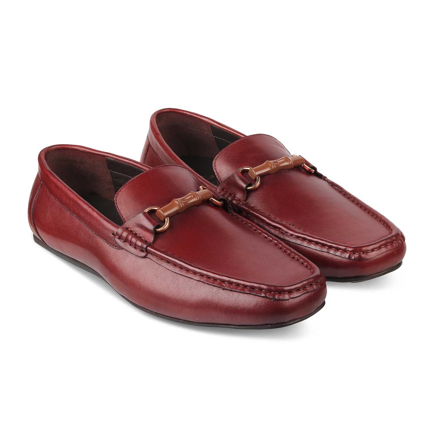 The Roshbuck Wine Leather Loafers for Men 43 I Wine