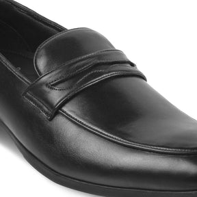 Tresmode-The Toslip Black Men's Leather Penny Loafers Tresmode-Tresmode