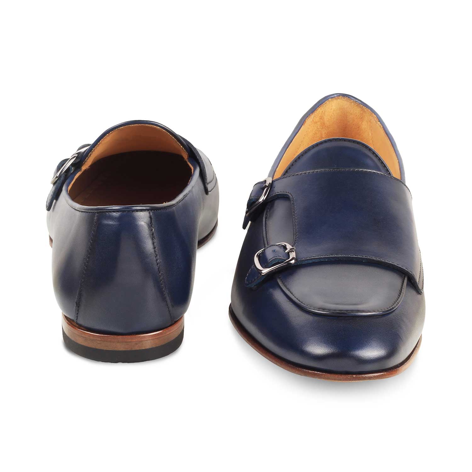 Tresmode-The Tropee Blue Men's Handcrafted Double Monk Shoes Tresmode-Tresmode