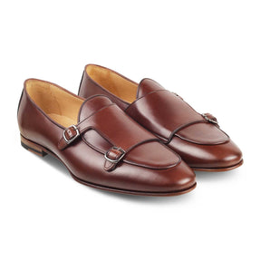 Tresmode-The Tropee Brown Men's Handcrafted Double Monk Shoes Tresmode-Tresmode