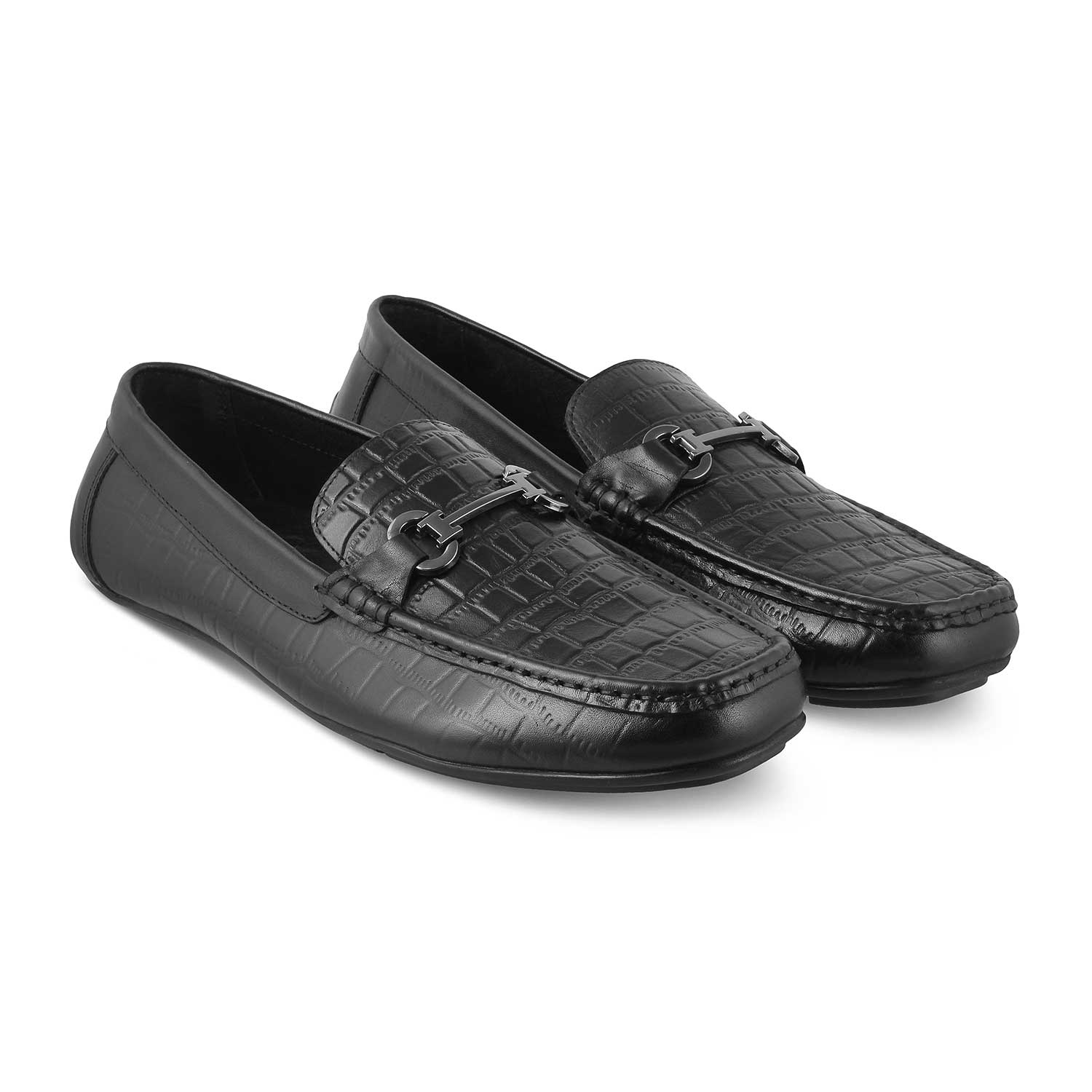 Tresmode-The Yoxile Black Men's Leather Driving Loafers Tresmode-Tresmode