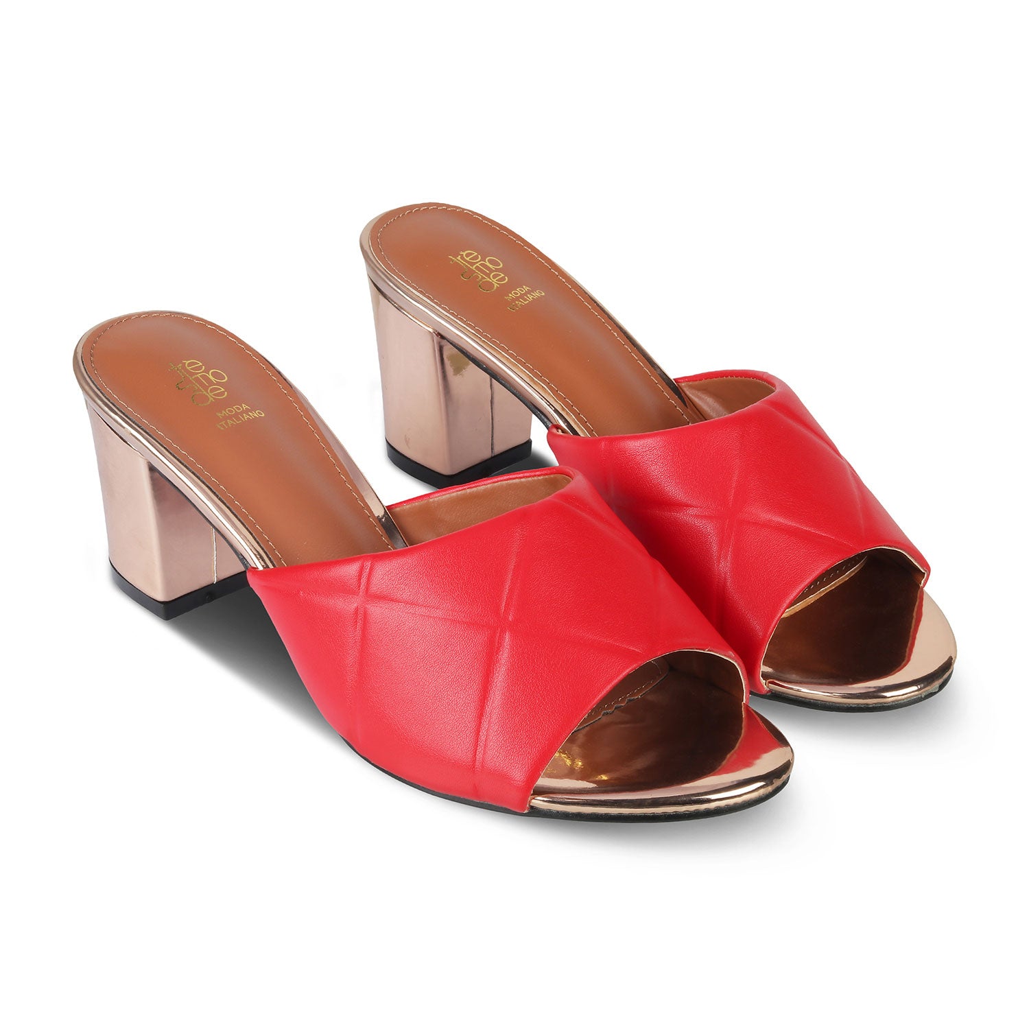 Tresmode-The Britle Red Women's Dress Block Heel Sandals Tresmode-Tresmode