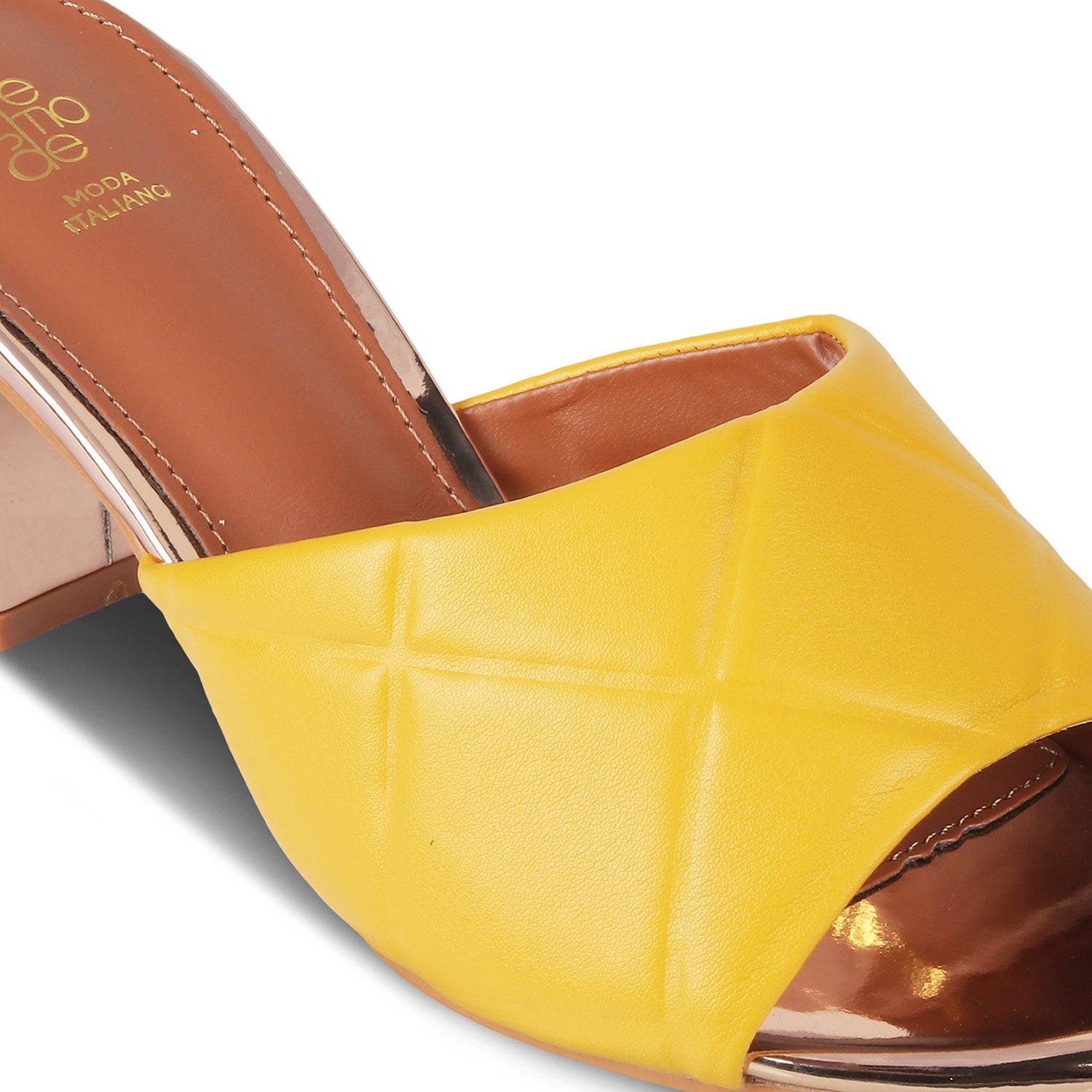 Tresmode-The Britle Yellow Women's Dress Block Heel Sandals Tresmode-Tresmode