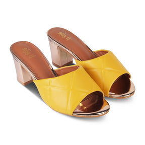 Tresmode-The Britle Yellow Women's Dress Block Heel Sandals Tresmode-Tresmode