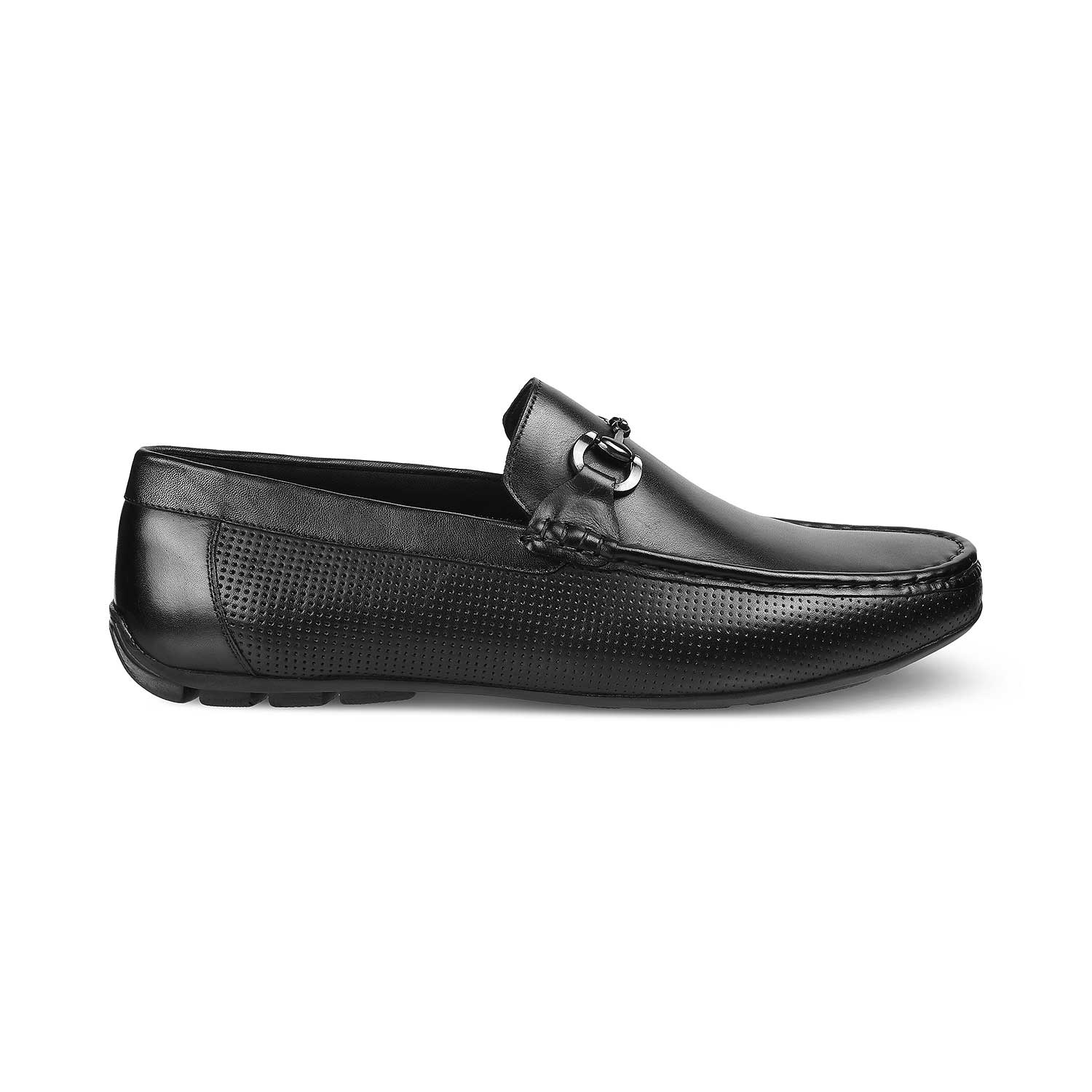 Otterdam Black Men's Leather Driving Loafers Online at Tresmode.com