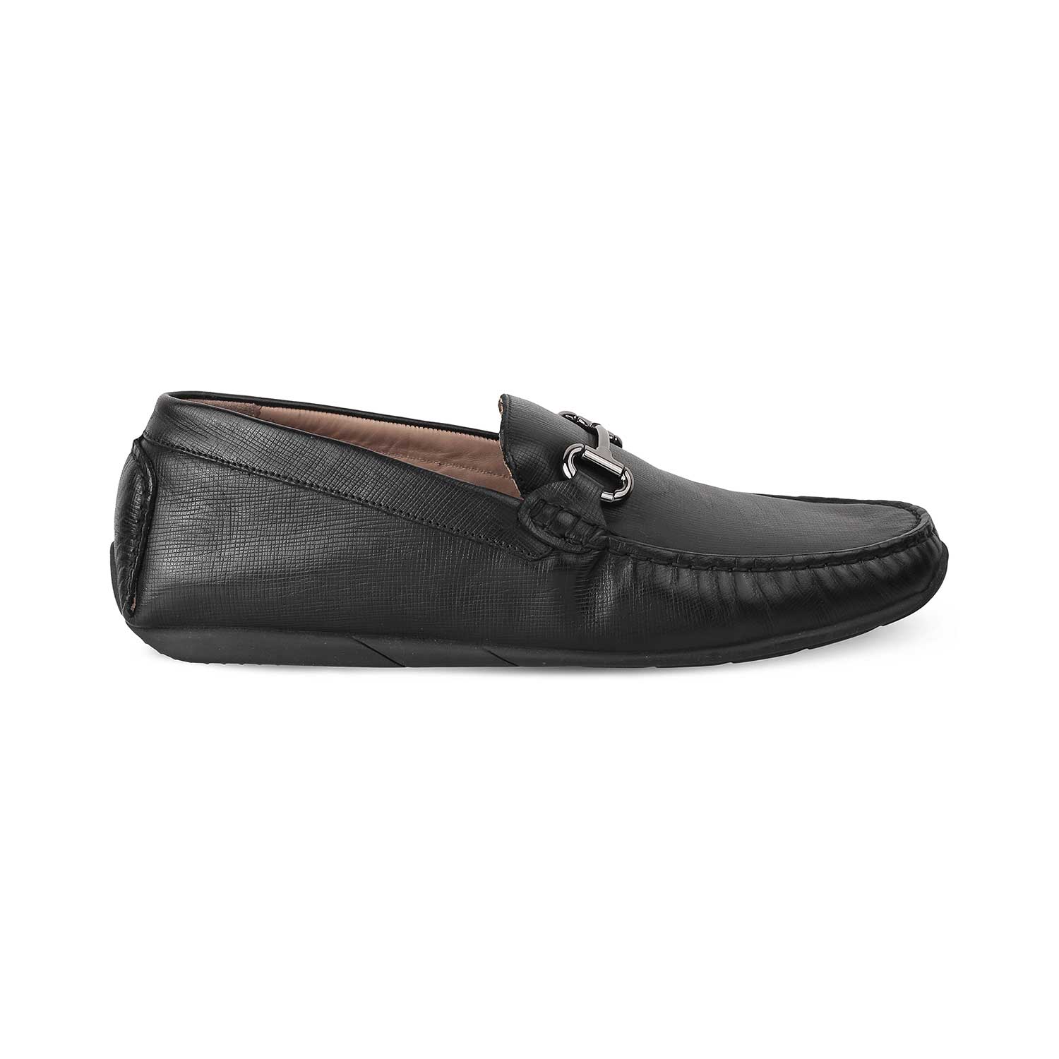 Namshi Black Leather Driving Loafers for Men Online at Tresmode