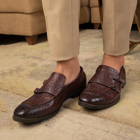 Tresmode-The Cliz Brown Men's Double Monk Shoes Tresmode-Tresmode