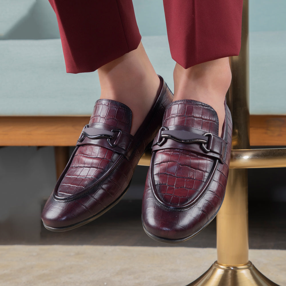 Tresmode-The Eptile Wine Men's Leather Loafers Tresmode-Tresmode