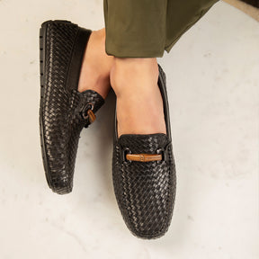 Tresmode-The Florenz Black Men's Handcrafted Leather Driving Loafers Tresmode-Tresmode