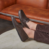 Namshi Brown Leather Driving Loafers for Men Online at Tresmode
