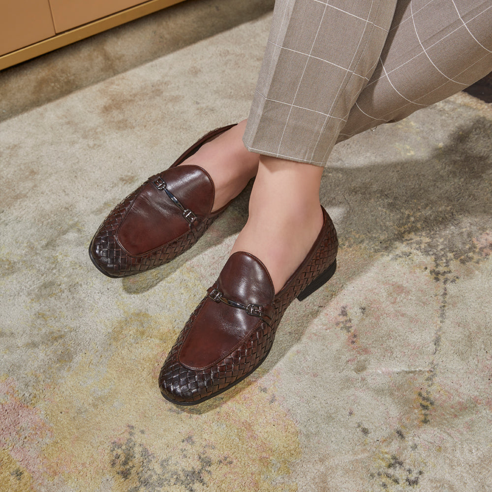 Someee Brown Men's Leather Loafers Online at Tresmode.com