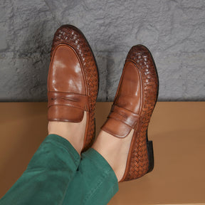 Sydney Tan Men's Leather Loafers Online at Tresmode.com