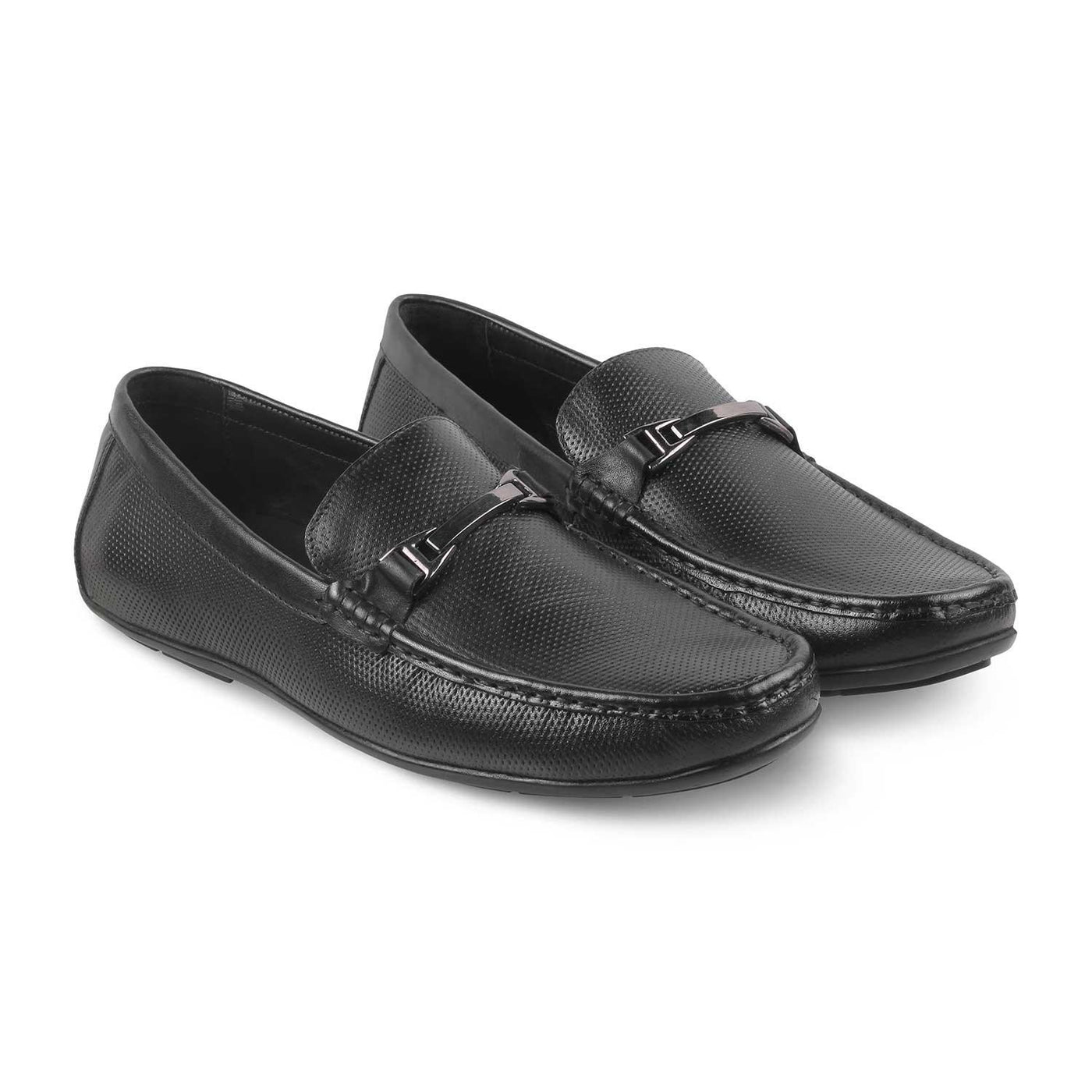 The Csteal Black Men's Leather Driving Loafers Tresmode