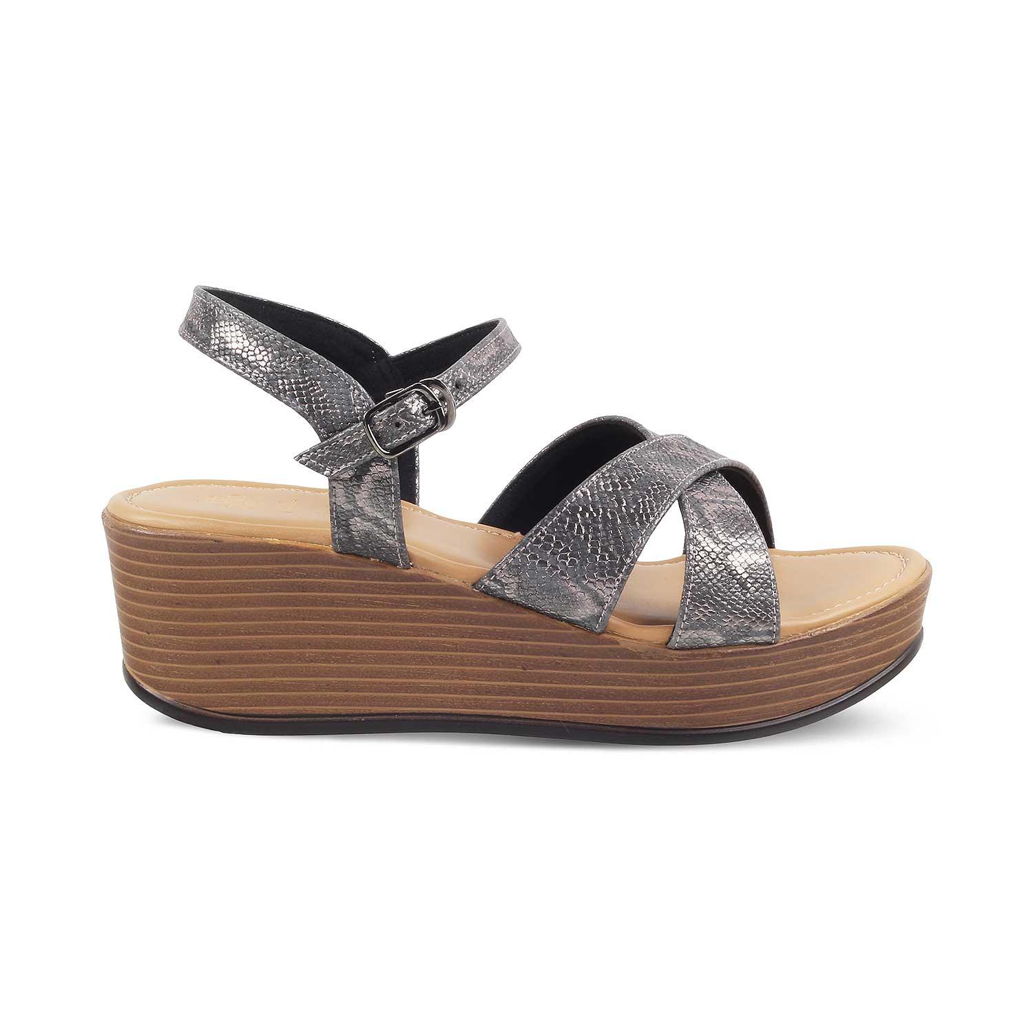 The Avignon Pewter Women's Dress Wedge Sandals Tresmode - Tresmode