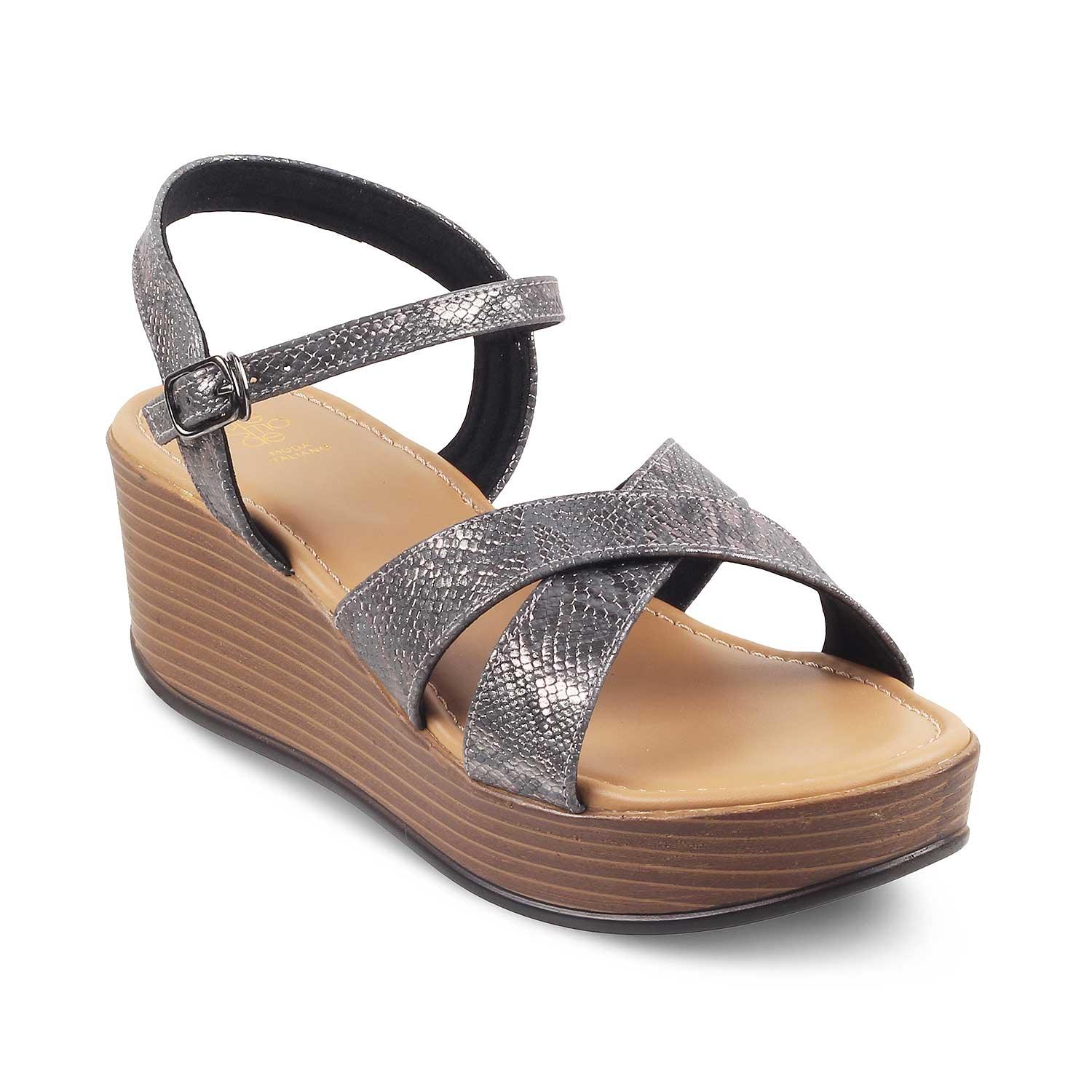 The Avignon Pewter Women's Dress Wedge Sandals Tresmode - Tresmode
