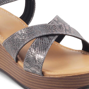 The Avignon Pewter Women's Dress Wedge Sandals Tresmode - Tresmode