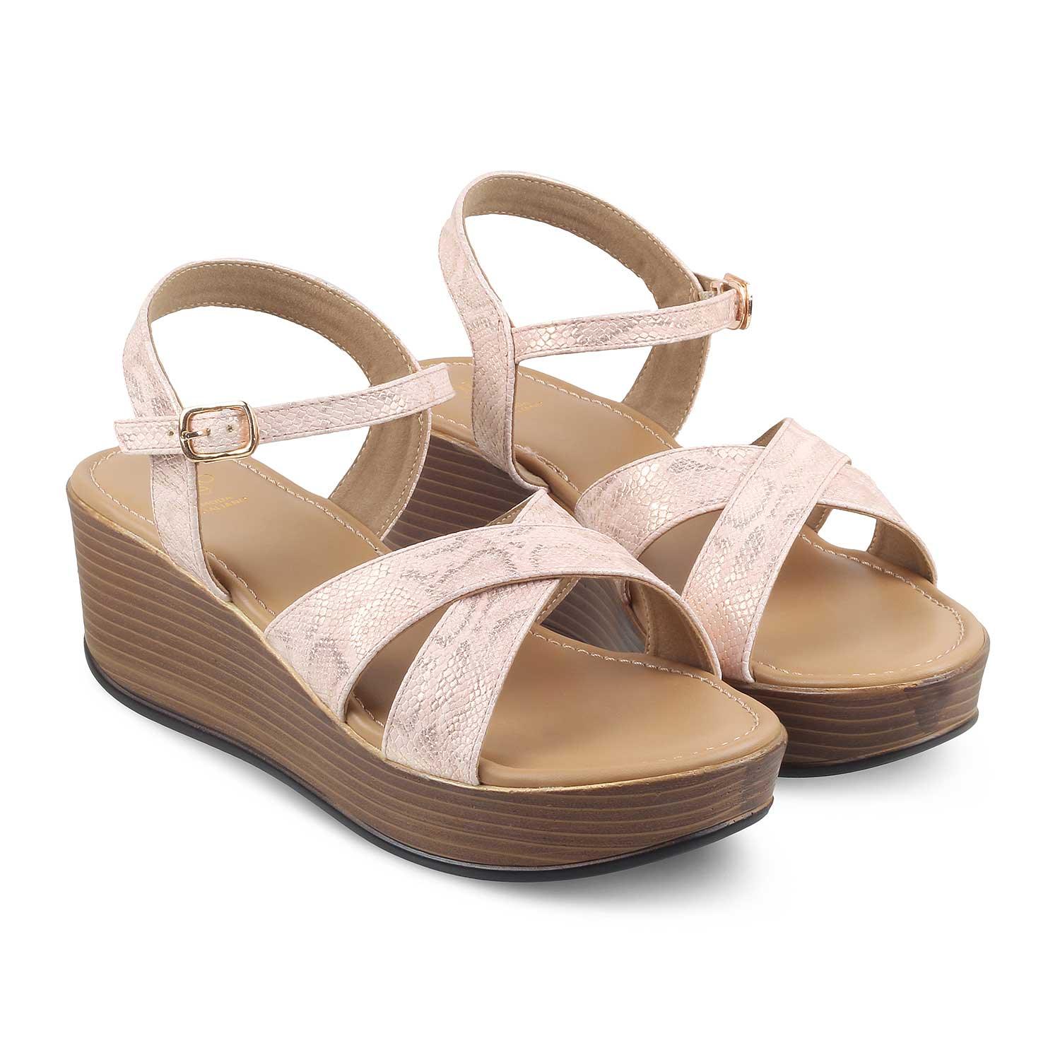 The Avignon Pink Women's Dress Wedge Sandals Tresmode - Tresmode