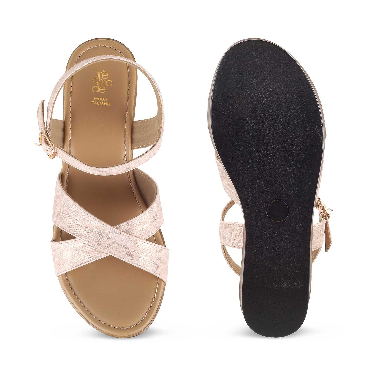 The Avignon Pink Women's Dress Wedge Sandals Tresmode - Tresmode