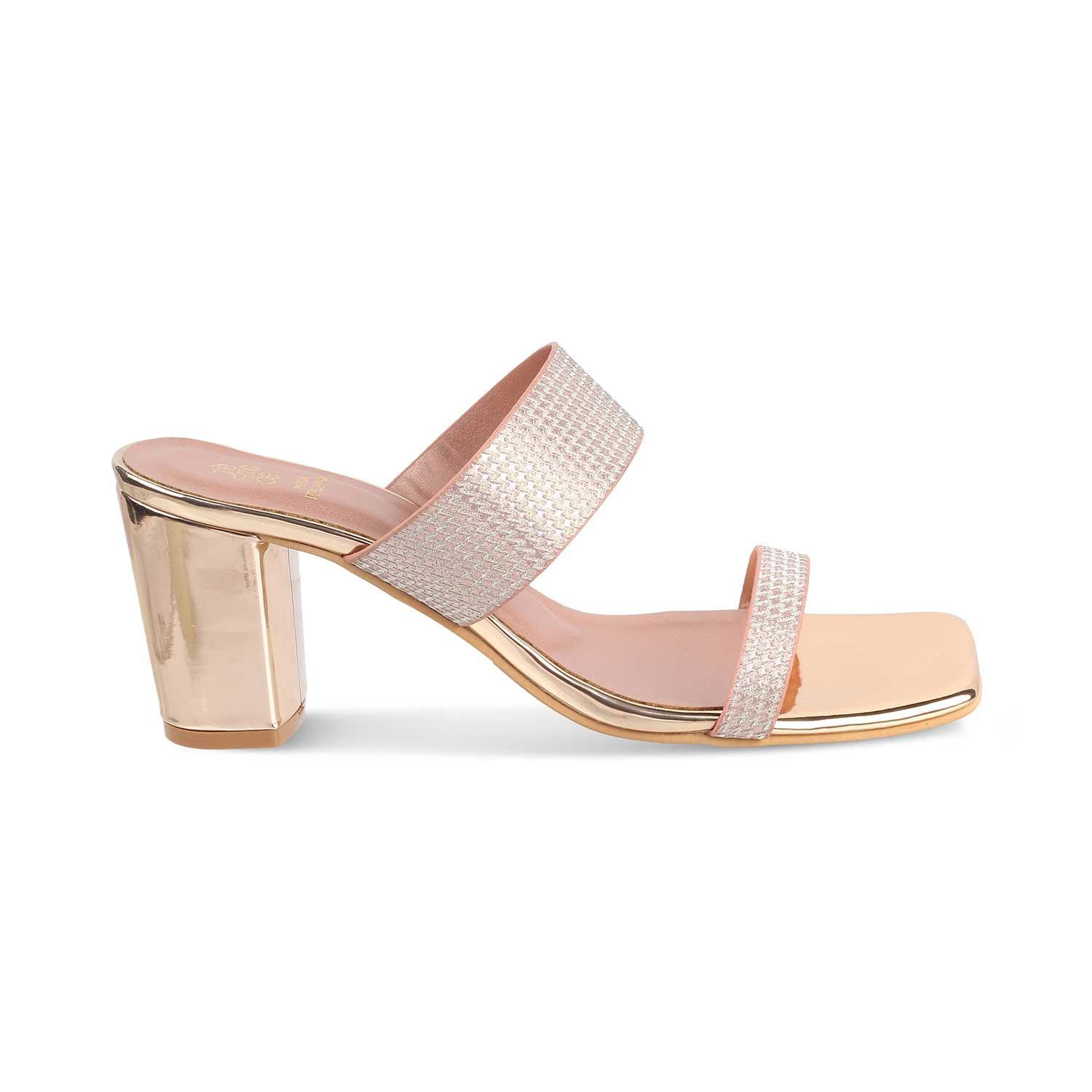 The Babilos Champagne Women's Dress Block Heel Sandals - Tresmode
