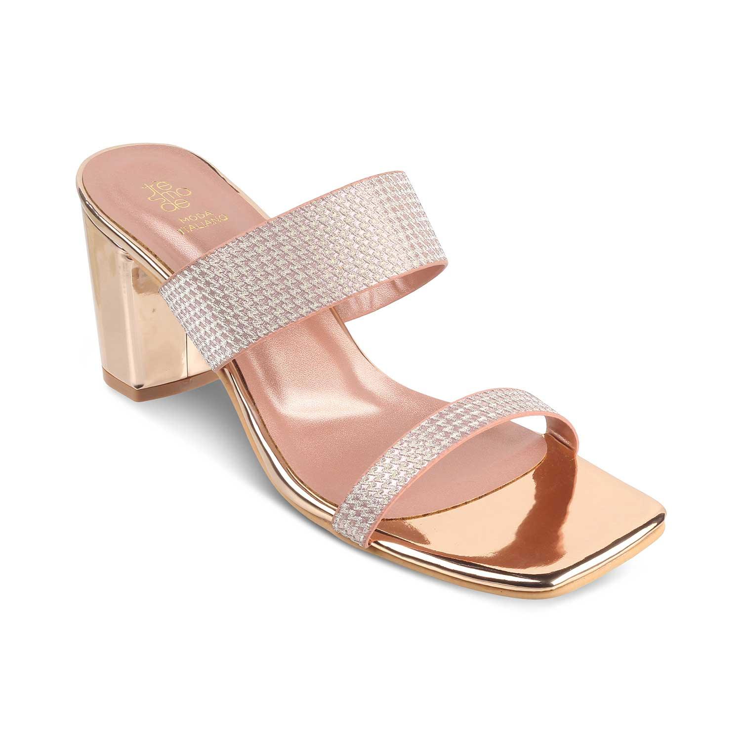 The Babilos Champagne Women's Dress Block Heel Sandals - Tresmode