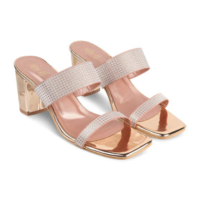 The Babilos Champagne Women's Dress Block Heel Sandals - Tresmode